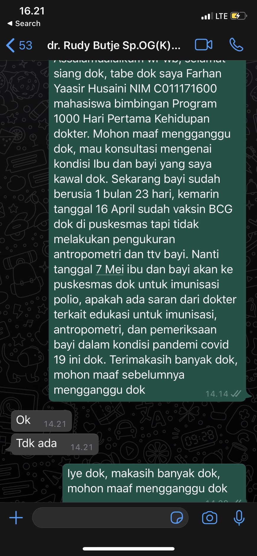 Laporan kepada Pembimbing