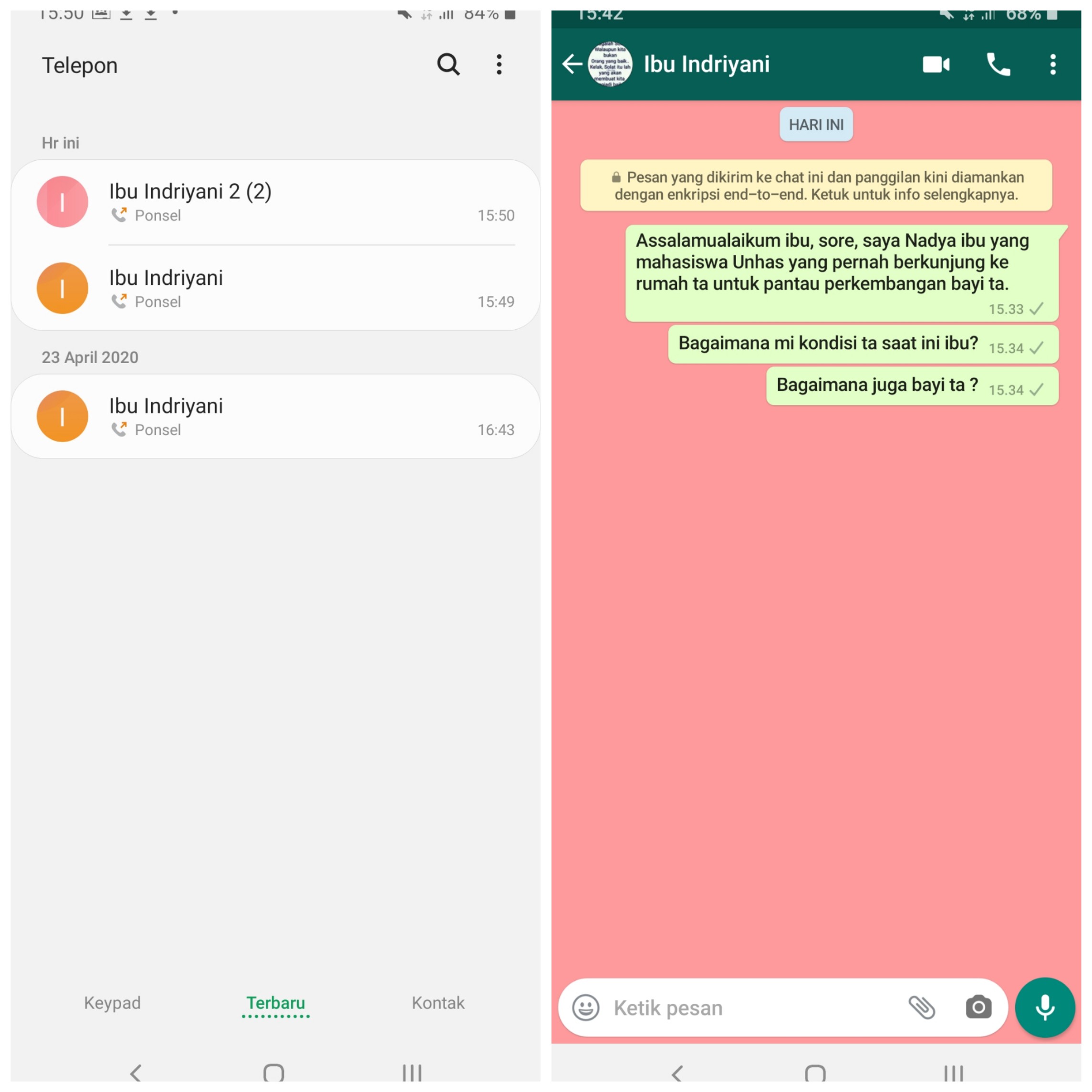 Kabar ketiga Ibu Indriyani 