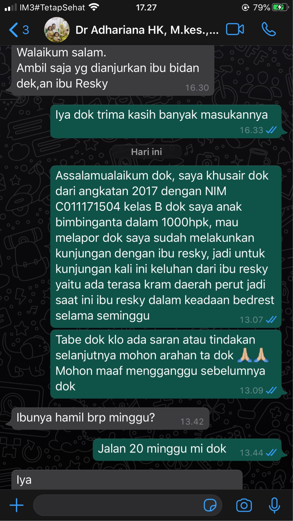 Laporan kepada dokter Pembimbing