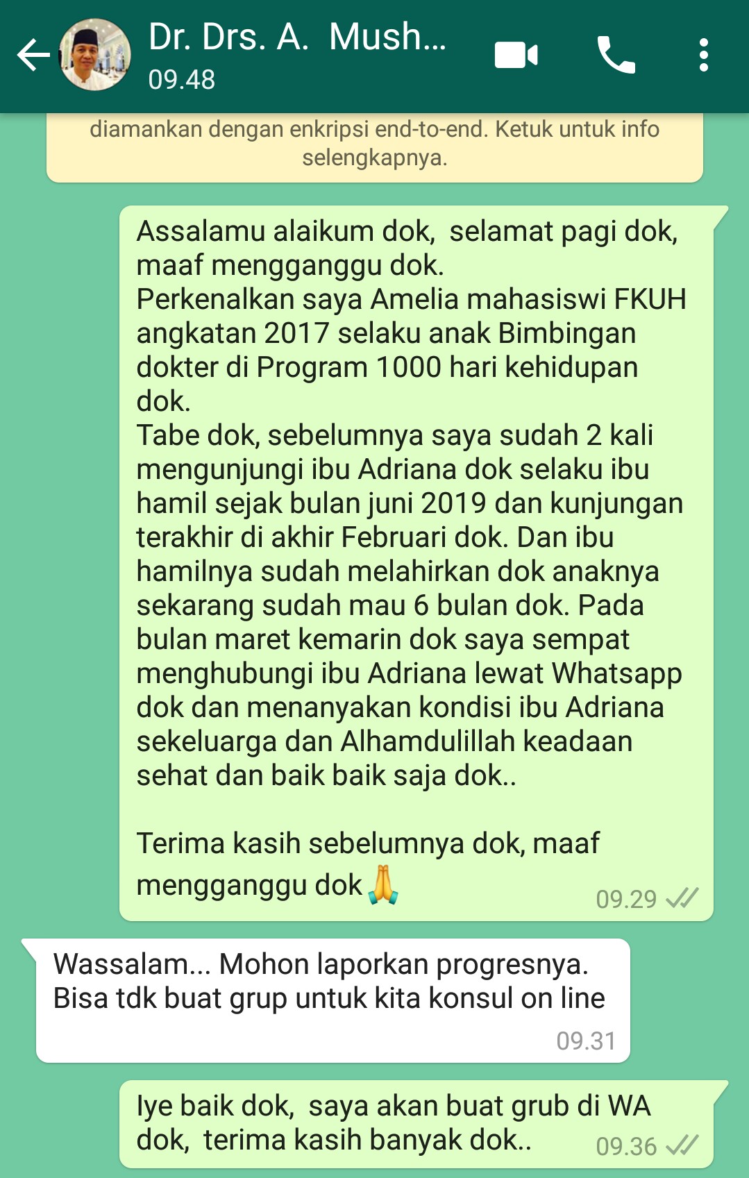 Diskusi dengan  Dokter Pembimbing