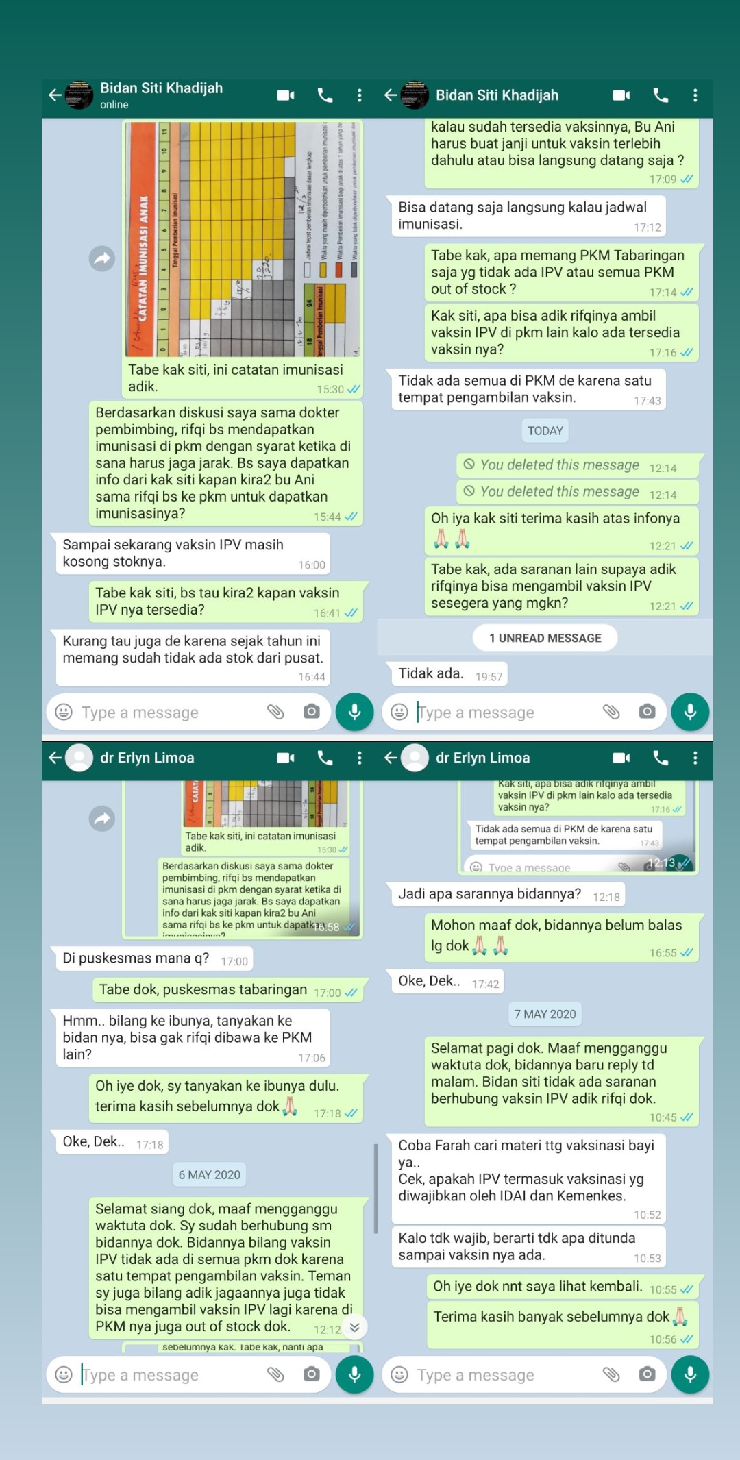 Konsultasi bersama Dokter Pembimbing & Bidan 
