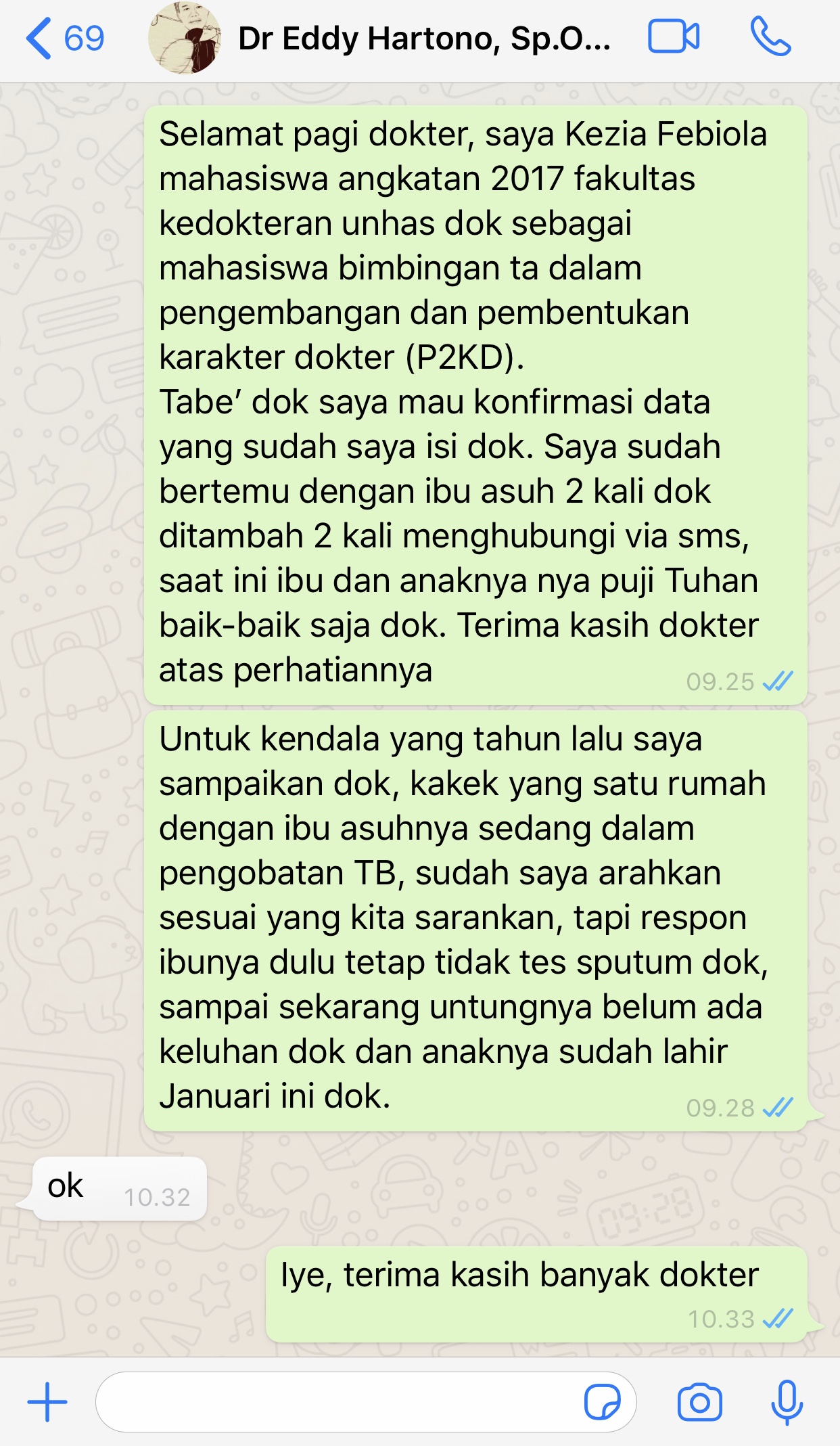Melapor ke dokter pembimbing