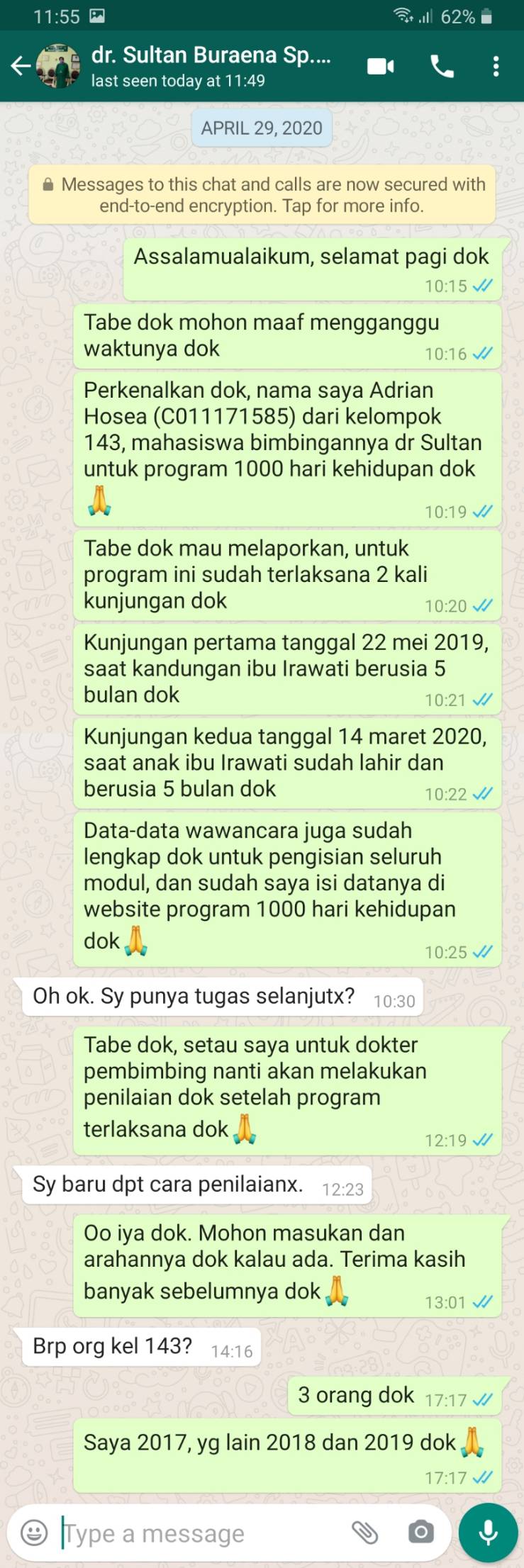 Pelaporan Kegiatan dan Diskusi Dokter Pembimbing