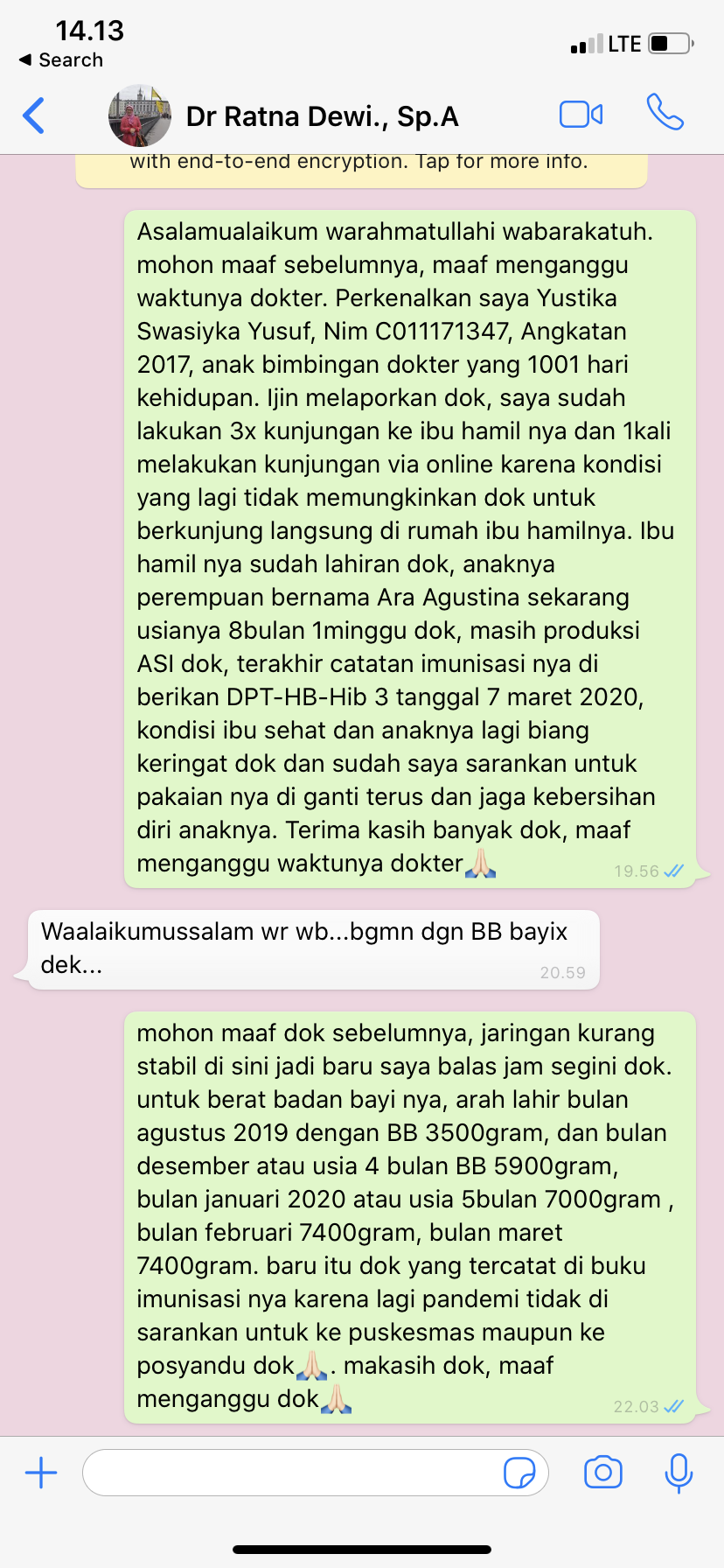 Laporan ke pembimbing 