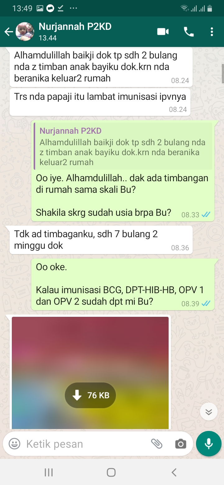 Follow Up dan Edukasi Keluarga Binaan di Tengah Pandemi Covid-19