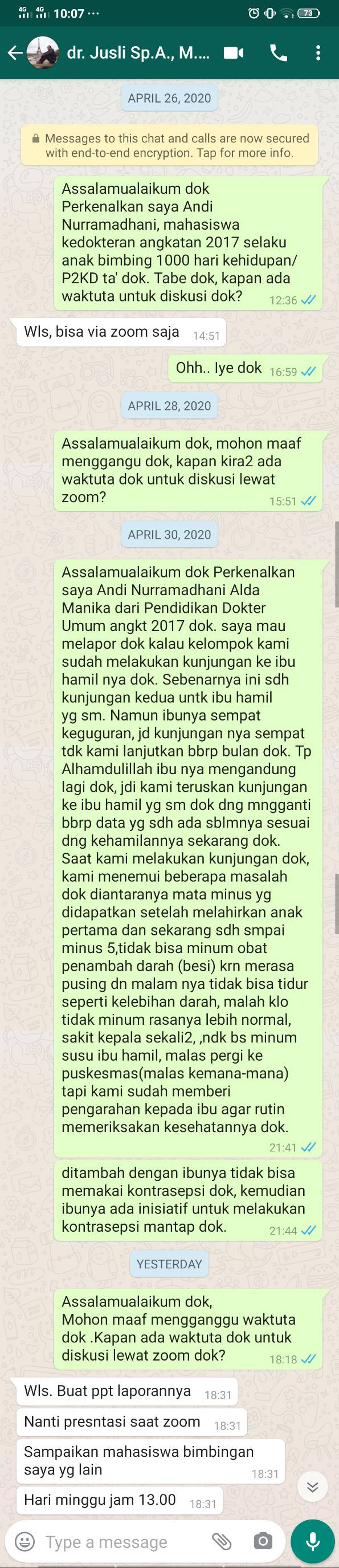 Pelaporan Hasil Kunjungan kepada Dokter Pembimbing 