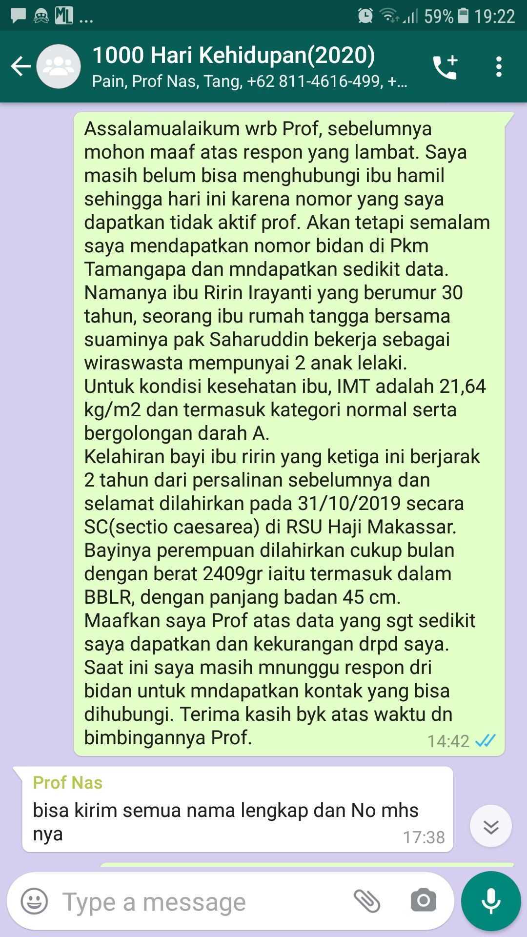 Laporan kepada pembimbing