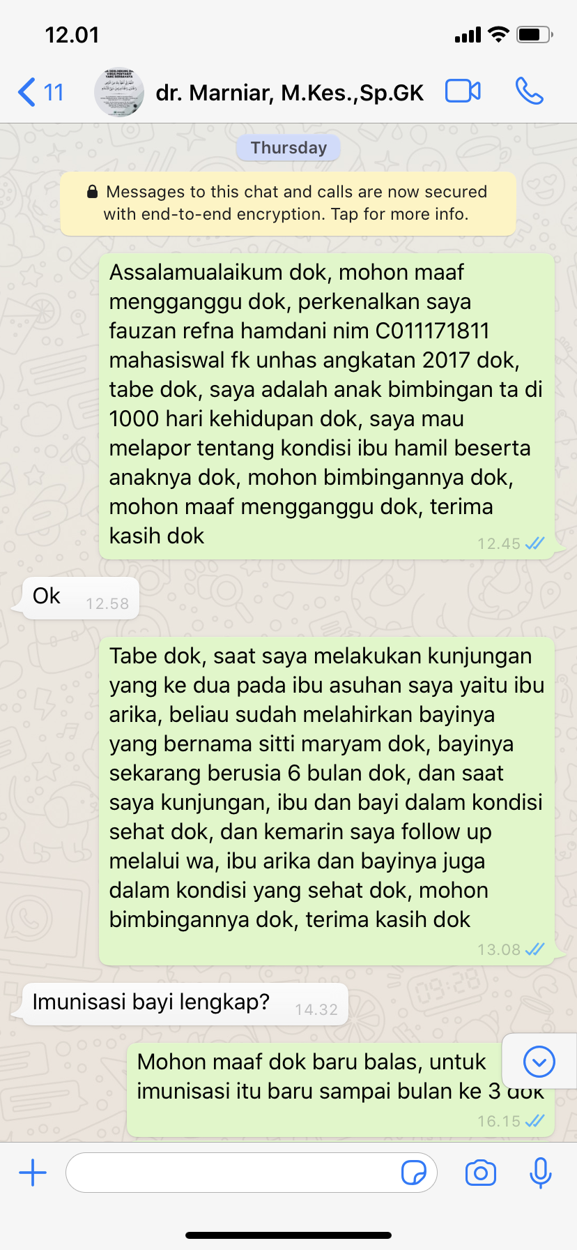 Melapor dan diskusi dengan dokter pembimbing