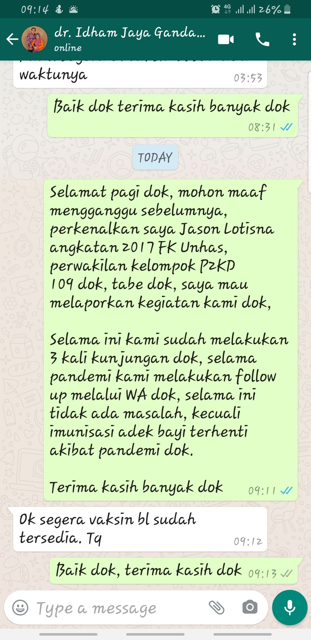 Diskusi dengan Dr.dr.Idham Jaya Ganda, Sp.A 