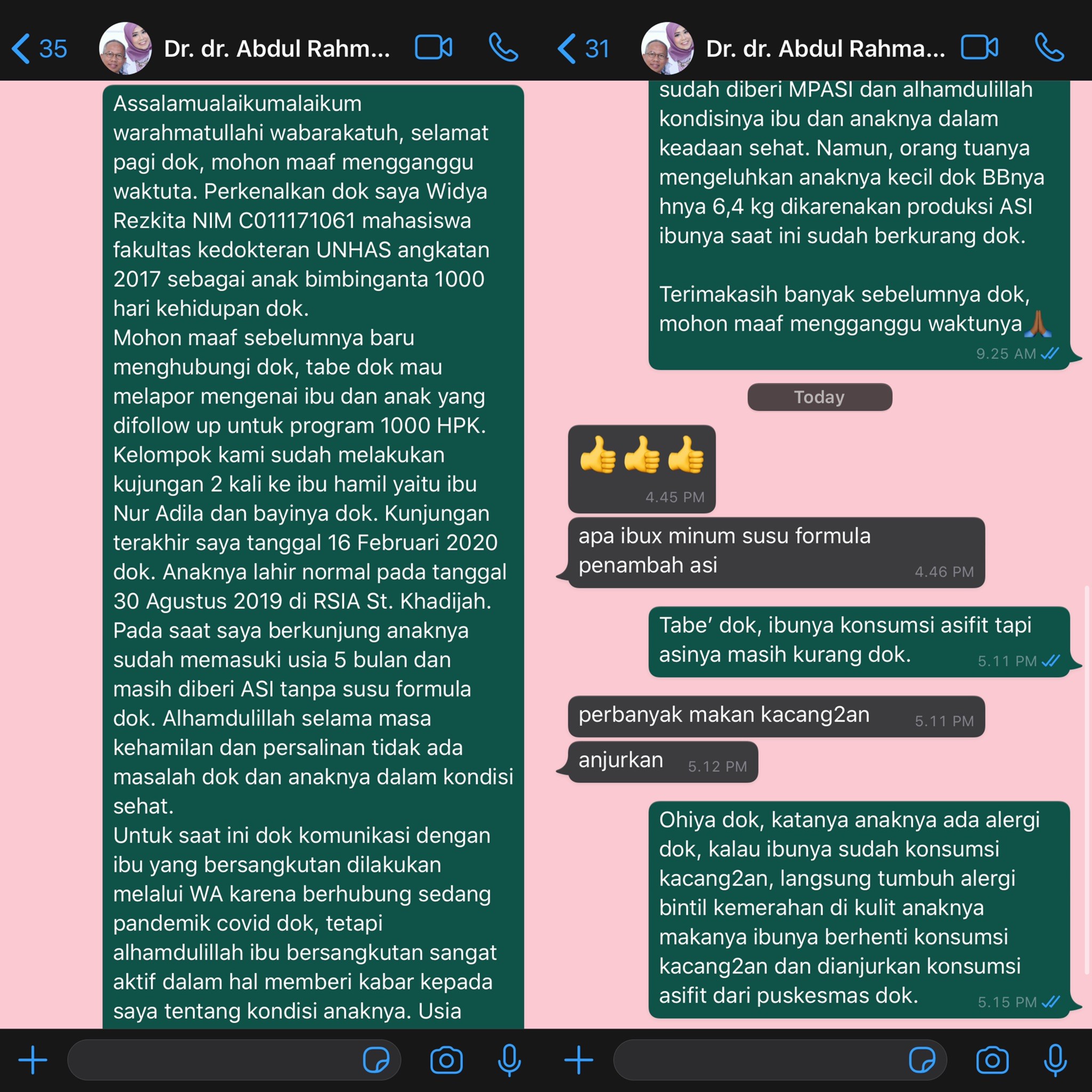 Konfirmasi ke Dokter Pembimbing