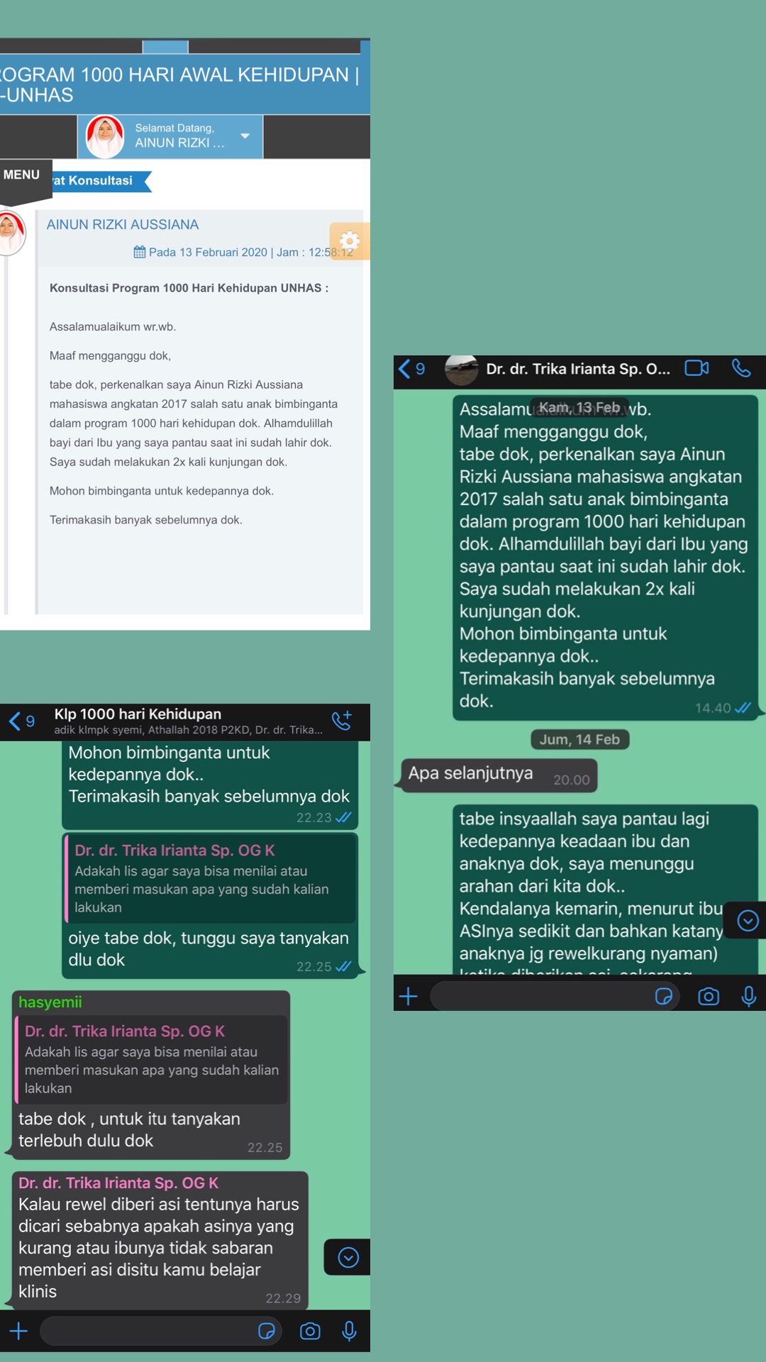 Konsultasi Pertama dengan Dosen Pembimbing ( Dr. dr. Trika Irianta Sp. OG(K) )