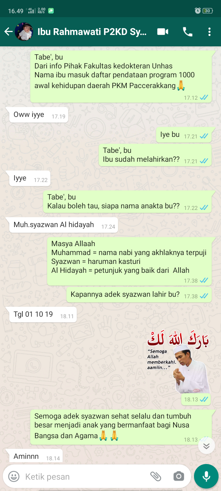 Follow Up Perkembangan Adik Syazwan