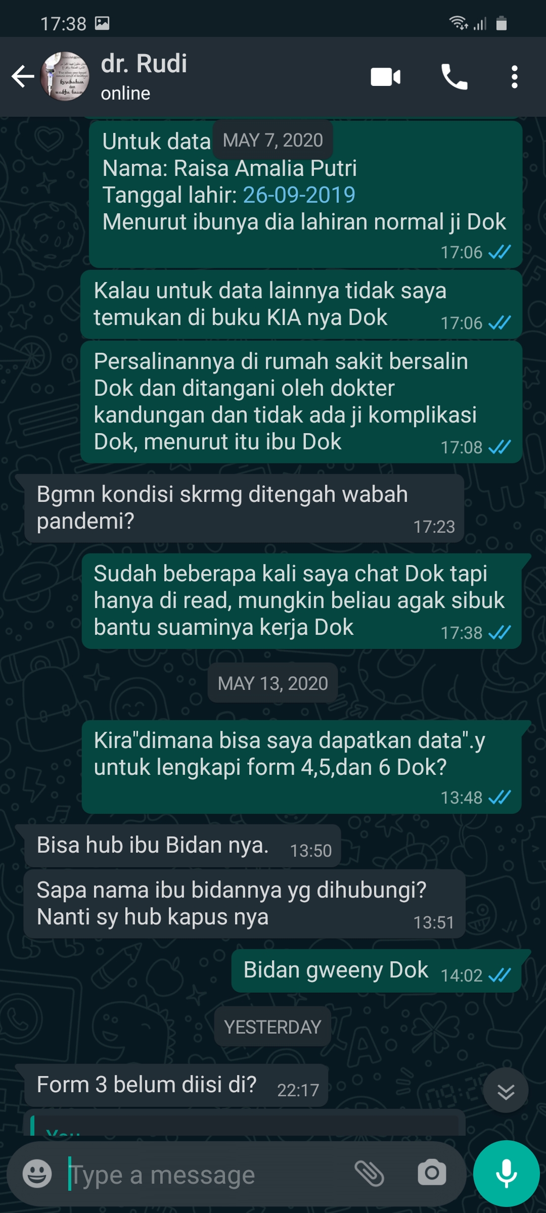 Konsultasi daring bersama dosen pembimbing