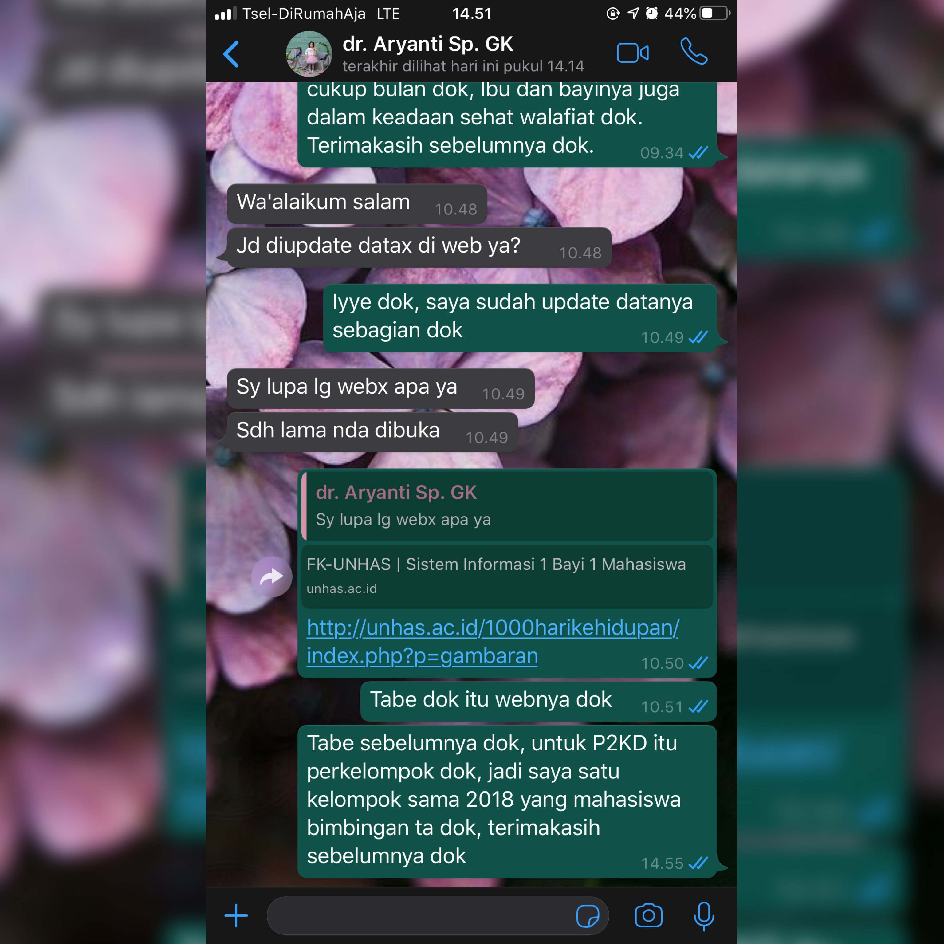 Konfirmasi  ke dokter pembimbing 