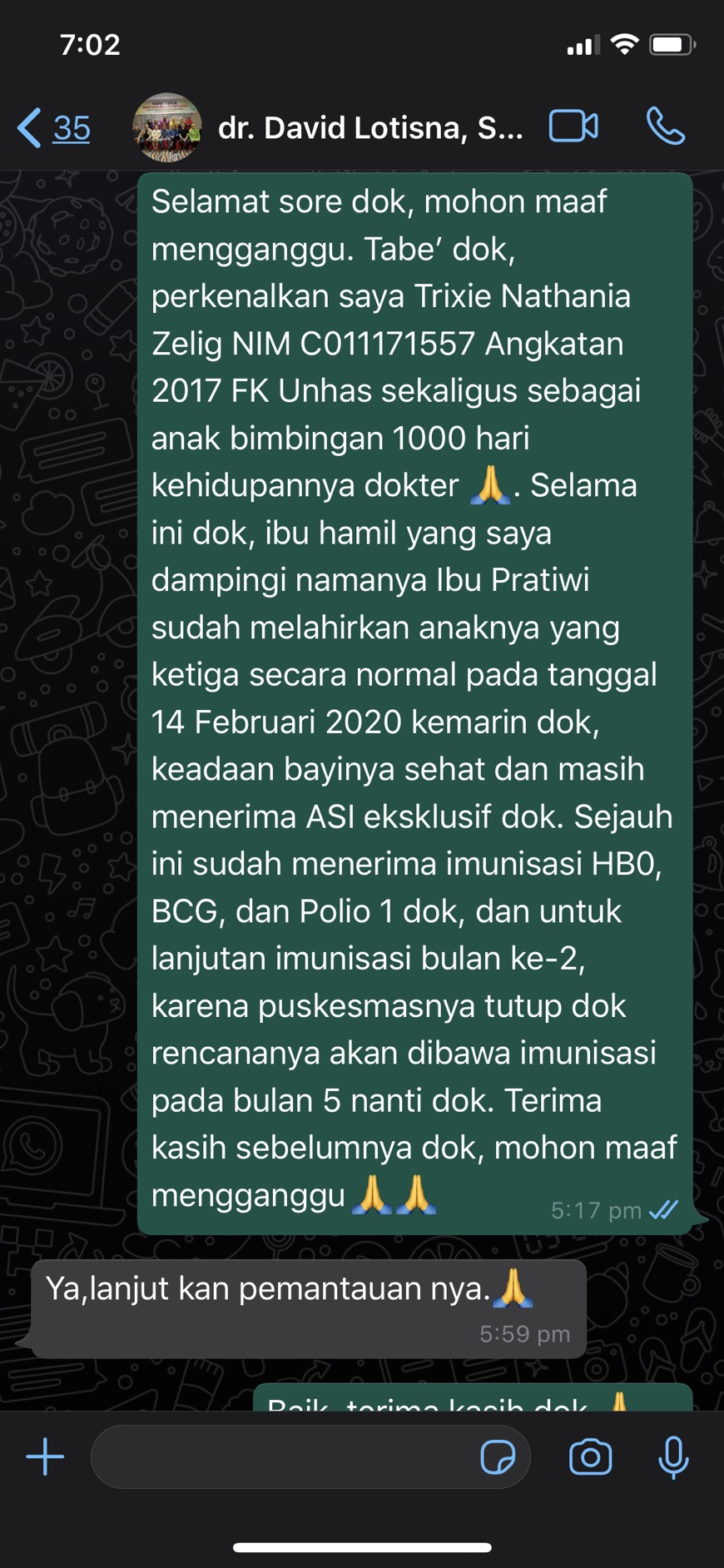 Pelaporan ke Dosen Pembimbing